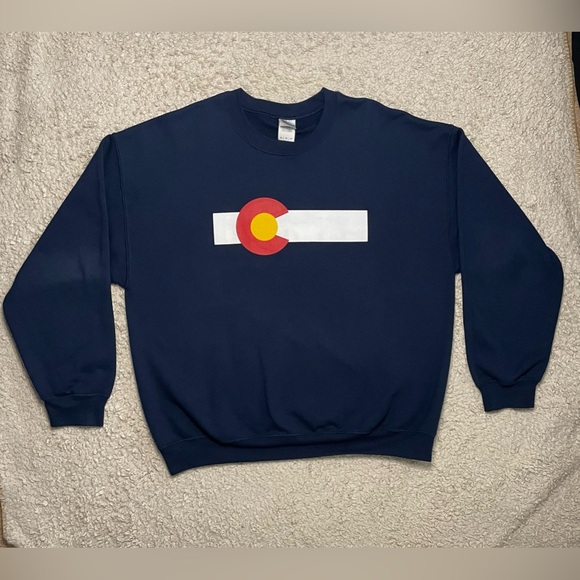 Colorado State Flag Logo Print Cotton Polyester Navy Pullover Sweater Men’s XL - Picture 1 of 11